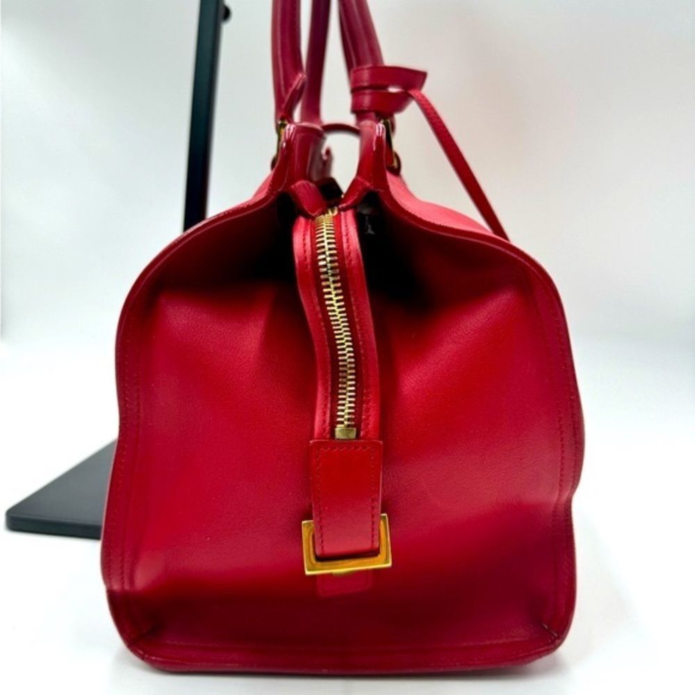 Saint Laurent Large Ligne Y Cabas Soft Red Leather Chyc Sac Tote Bag Satchel - Picture 2 of 16